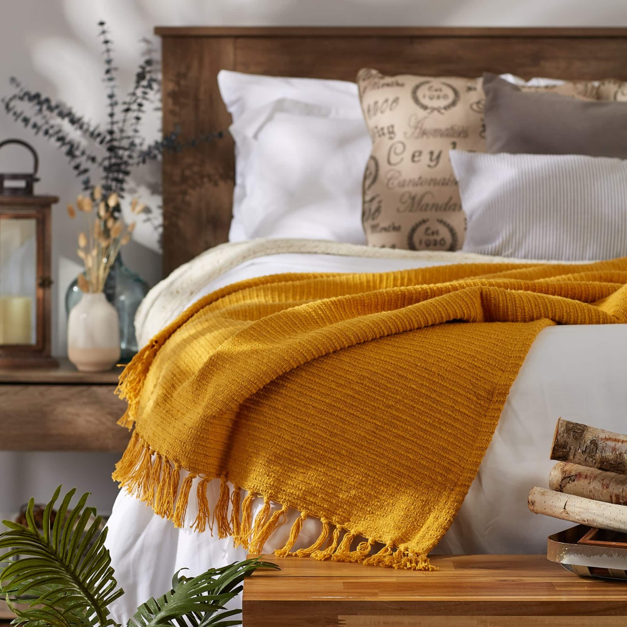 DII® Honey Gold Solid Ribbed Throw